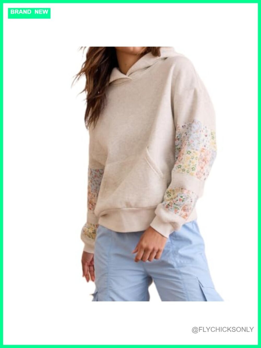 Floral Embroidered Patchwork Oversized Pullover Hoodie Y2k Streetwear